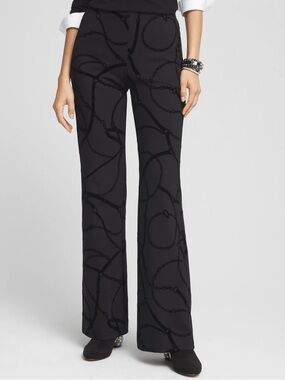 NWT Chicos Juliet Flare Flocked Trouser Pants Velvet Chain 2R 12 equestrian